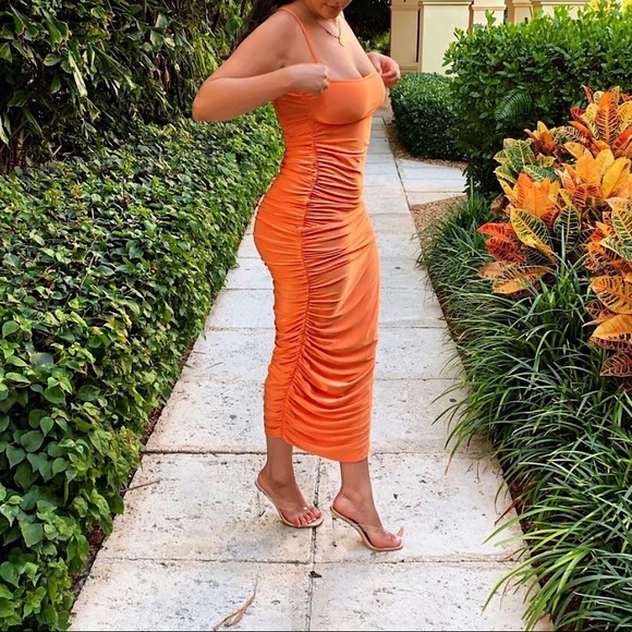 Fashion Nova | Dresses | Orange Maxi Bodycon Dress | Poshmark